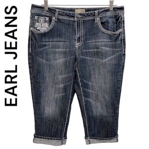 Earl Jeans Embellished Pockets Stretch Denim Capri Jeans ~ 16W